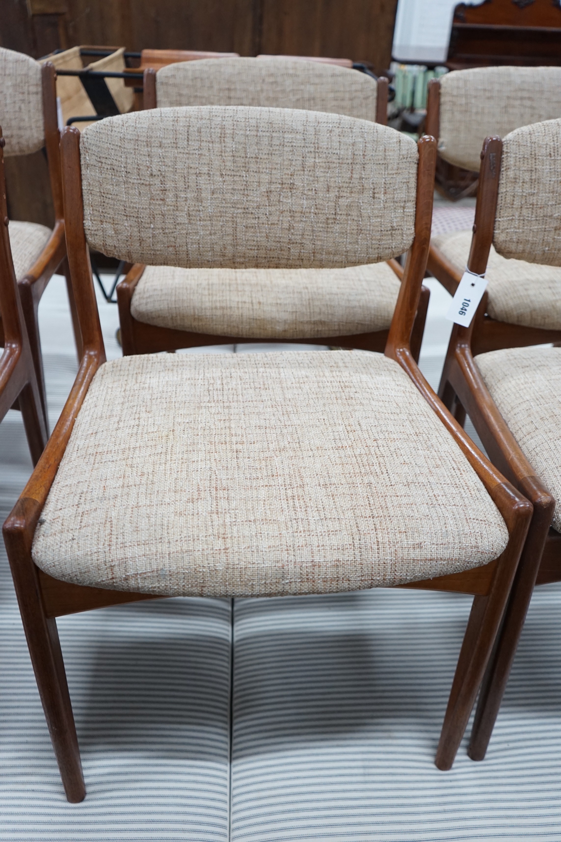 A set of six Eric Buck Danish upholstered dining chairs